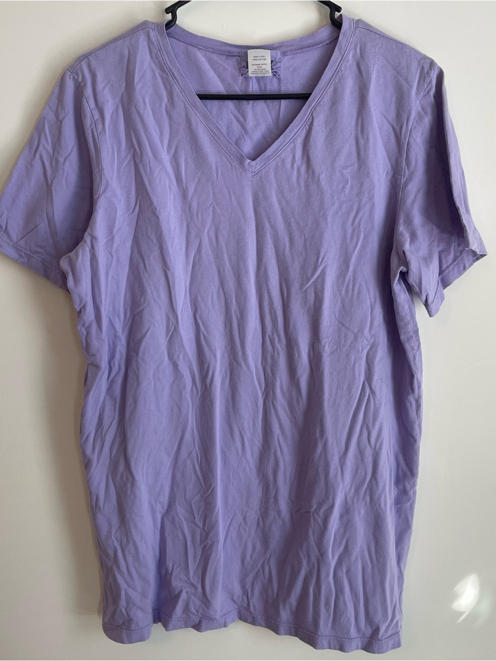 Flax Light Purple 100% Cotton T-Shirt Large Light Weight Summer Made In USA
